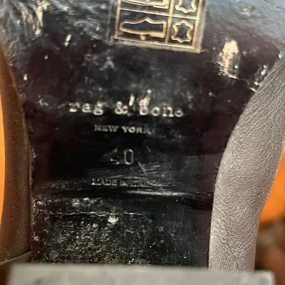 Rag & Bone Black Leather Heeled Ankle Booties Sz 40 - Picture 7 of 7